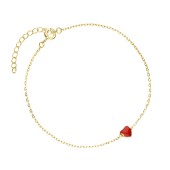 Bratara argint placata cu aur galben cu inima rosie DiAmanti PN0363BY-AS